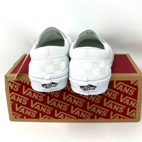 SANTA’S DEAL 🎄 VANS Classic Slip-On Checkerboard White Low Top Women's Size 6.5 - Picture 5 of 11